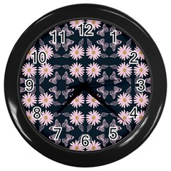 Flowers Daisies Spring Summer Bloom Botanical Wall Clock (black) by Ravend