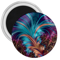 Feather Fractal Artistic Design Conceptual 3  Magnets by Ravend