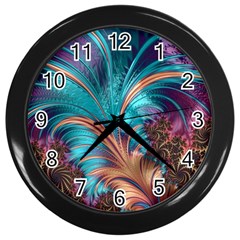 Feather Fractal Artistic Design Conceptual Wall Clock (black) by Ravend