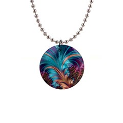 Feather Fractal Artistic Design Conceptual 1  Button Necklace by Ravend