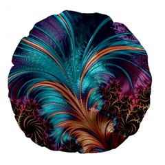 Feather Fractal Artistic Design Conceptual Large 18  Premium Round Cushions by Ravend