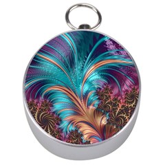 Feather Fractal Artistic Design Conceptual Silver Compasses by Ravend