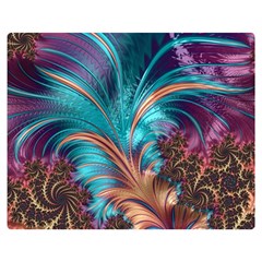 Feather Fractal Artistic Design Conceptual One Side Premium Plush Fleece Blanket (medium)