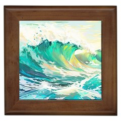 Ai Generated Waves Ocean Sea Tsunami Nautical Art Framed Tile by Ravend