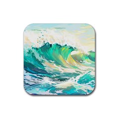 Ai Generated Waves Ocean Sea Tsunami Nautical Art Rubber Coaster (square) by Ravend