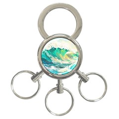 Ai Generated Waves Ocean Sea Tsunami Nautical Art 3-ring Key Chain by Ravend