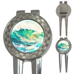 Ai Generated Waves Ocean Sea Tsunami Nautical Art 3-in-1 Golf Divots by Ravend