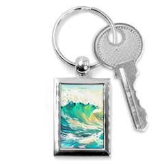 Ai Generated Waves Ocean Sea Tsunami Nautical Art Key Chain (rectangle) by Ravend