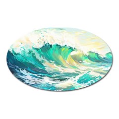 Ai Generated Waves Ocean Sea Tsunami Nautical Art Oval Magnet by Ravend