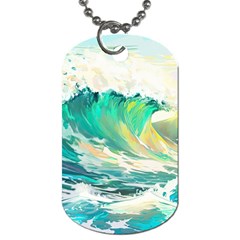 Ai Generated Waves Ocean Sea Tsunami Nautical Art Dog Tag (two Sides) by Ravend