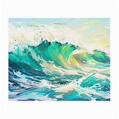 Ai Generated Waves Ocean Sea Tsunami Nautical Art Small Glasses Cloth by Ravend