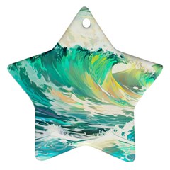 Ai Generated Waves Ocean Sea Tsunami Nautical Art Star Ornament (two Sides)