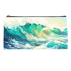 Ai Generated Waves Ocean Sea Tsunami Nautical Art Pencil Case by Ravend