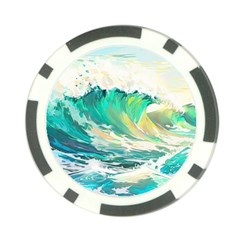 Ai Generated Waves Ocean Sea Tsunami Nautical Art Poker Chip Card Guard (10 Pack) by Ravend