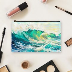 Ai Generated Waves Ocean Sea Tsunami Nautical Art Cosmetic Bag (medium) by Ravend