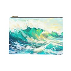 Ai Generated Waves Ocean Sea Tsunami Nautical Art Cosmetic Bag (large) by Ravend