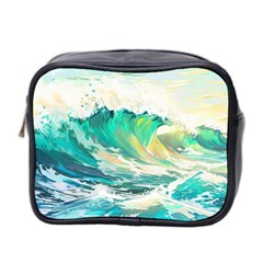 Ai Generated Waves Ocean Sea Tsunami Nautical Art Mini Toiletries Bag (two Sides) by Ravend