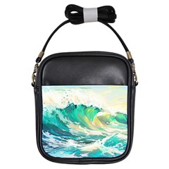 Ai Generated Waves Ocean Sea Tsunami Nautical Art Girls Sling Bag by Ravend