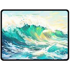 Ai Generated Waves Ocean Sea Tsunami Nautical Art One Side Fleece Blanket (large) by Ravend