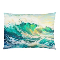 Ai Generated Waves Ocean Sea Tsunami Nautical Art Pillow Case (two Sides) by Ravend