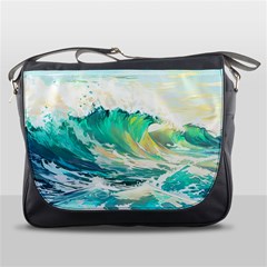 Ai Generated Waves Ocean Sea Tsunami Nautical Art Messenger Bag by Ravend