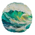 Ai Generated Waves Ocean Sea Tsunami Nautical Art Large 18  Premium Round Cushions Front