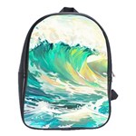 Ai Generated Waves Ocean Sea Tsunami Nautical Art School Bag (XL) Front