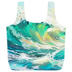 Ai Generated Waves Ocean Sea Tsunami Nautical Art Full Print Recycle Bag (xl) by Ravend