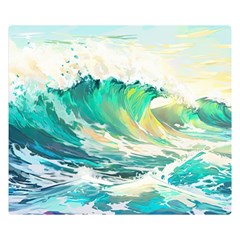 Ai Generated Waves Ocean Sea Tsunami Nautical Art Premium Plush Fleece Blanket (small) by Ravend