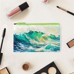 Ai Generated Waves Ocean Sea Tsunami Nautical Art Cosmetic Bag (xs) by Ravend