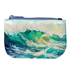 Ai Generated Waves Ocean Sea Tsunami Nautical Art Large Coin Purse by Ravend