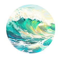 Ai Generated Waves Ocean Sea Tsunami Nautical Art Mini Round Pill Box by Ravend