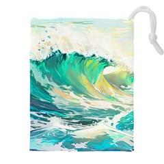 Ai Generated Waves Ocean Sea Tsunami Nautical Art Drawstring Pouch (5xl) by Ravend