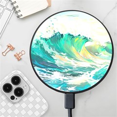 Ai Generated Waves Ocean Sea Tsunami Nautical Art Wireless Fast Charger(black) by Ravend