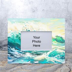 Ai Generated Waves Ocean Sea Tsunami Nautical Art White Tabletop Photo Frame 4 x6  by Ravend