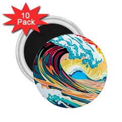 Ai Generated Waves Ocean Sea Tsunami Nautical Arts 2 25  Magnets (10 Pack)  by Ravend