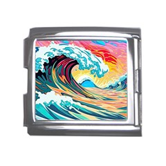 Ai Generated Waves Ocean Sea Tsunami Nautical Arts Mega Link Italian Charm (18mm) by Ravend