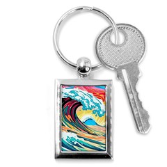 Ai Generated Waves Ocean Sea Tsunami Nautical Arts Key Chain (rectangle) by Ravend