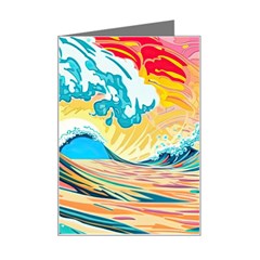 Ai Generated Waves Ocean Sea Tsunami Nautical Arts Mini Greeting Card by Ravend