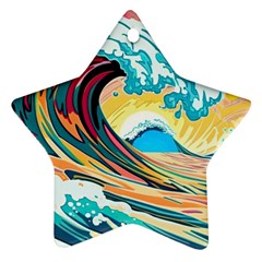 Ai Generated Waves Ocean Sea Tsunami Nautical Arts Star Ornament (two Sides) by Ravend