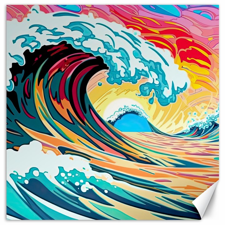 Ai Generated Waves Ocean Sea Tsunami Nautical Arts Canvas 12  x 12 