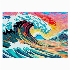 Ai Generated Waves Ocean Sea Tsunami Nautical Arts Large Glasses Cloth (2 Sides) by Ravend