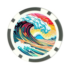 Ai Generated Waves Ocean Sea Tsunami Nautical Arts Poker Chip Card Guard by Ravend