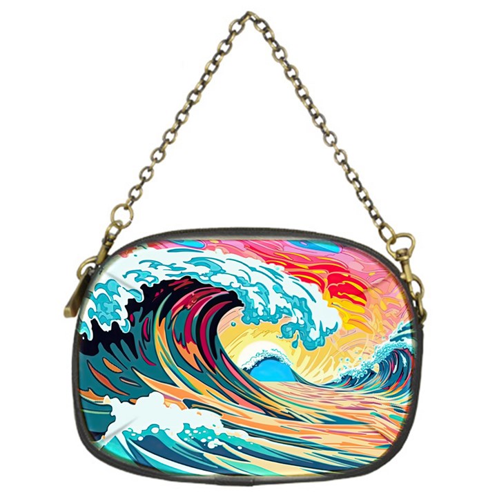 Ai Generated Waves Ocean Sea Tsunami Nautical Arts Chain Purse (One Side)