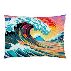 Ai Generated Waves Ocean Sea Tsunami Nautical Arts Pillow Case by Ravend