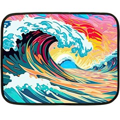 Ai Generated Waves Ocean Sea Tsunami Nautical Arts Fleece Blanket (mini) by Ravend