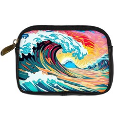 Ai Generated Waves Ocean Sea Tsunami Nautical Arts Digital Camera Leather Case by Ravend