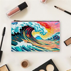 Ai Generated Waves Ocean Sea Tsunami Nautical Arts Cosmetic Bag (medium) by Ravend