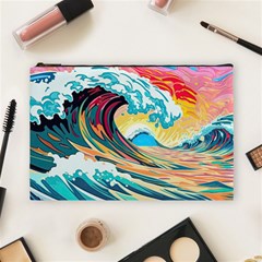 Ai Generated Waves Ocean Sea Tsunami Nautical Arts Cosmetic Bag (large) by Ravend