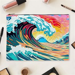 Ai Generated Waves Ocean Sea Tsunami Nautical Arts Cosmetic Bag (xl) by Ravend